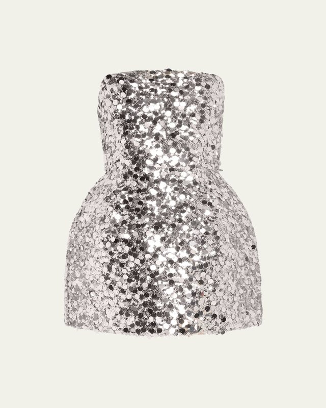 Maraya Strapless Lace-Up Sequin Mini Dress