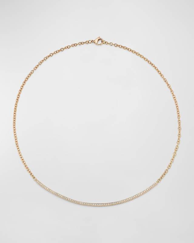 Clive 18K Rose Gold and Diamond Fluted Bar Necklace