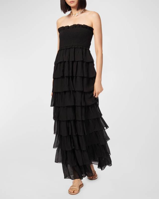 Stella Strapless Tiered-Ruffle Maxi Dress