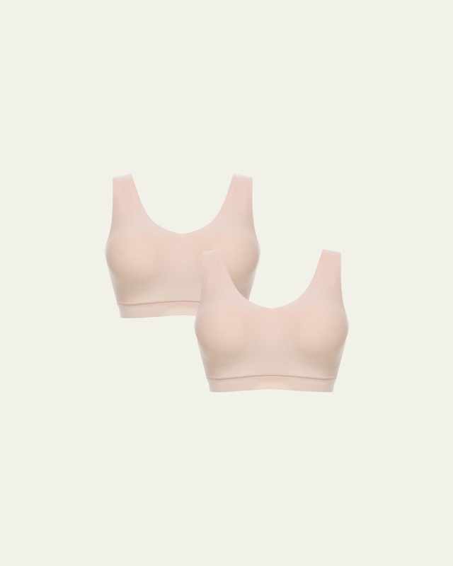 Soft Stretch Padded V-Neck Bra Top, 2-Pack