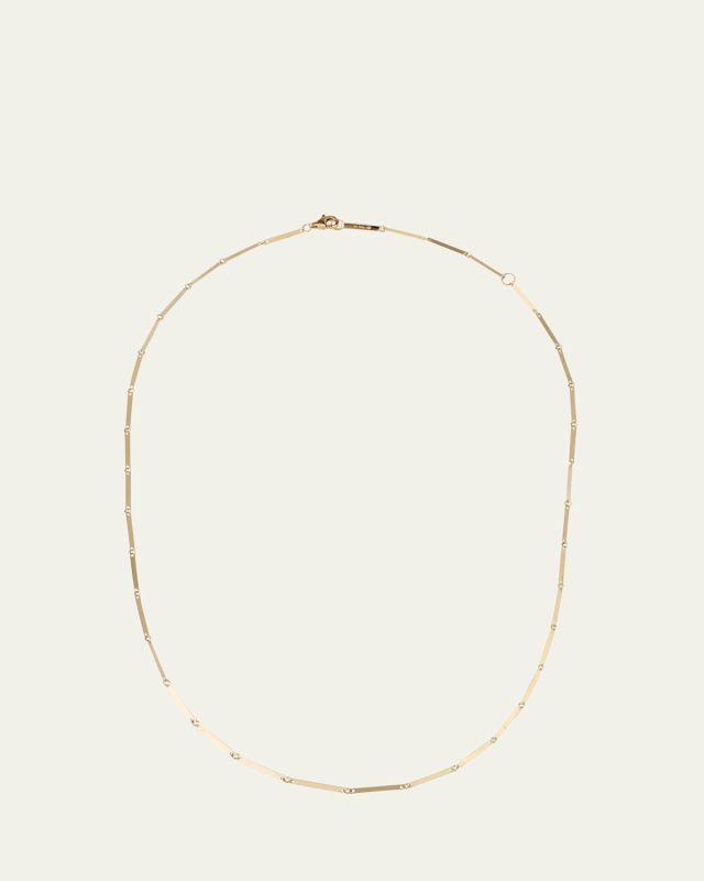 14K Yellow Gold Laser Rectangle Chain Necklace, 18"