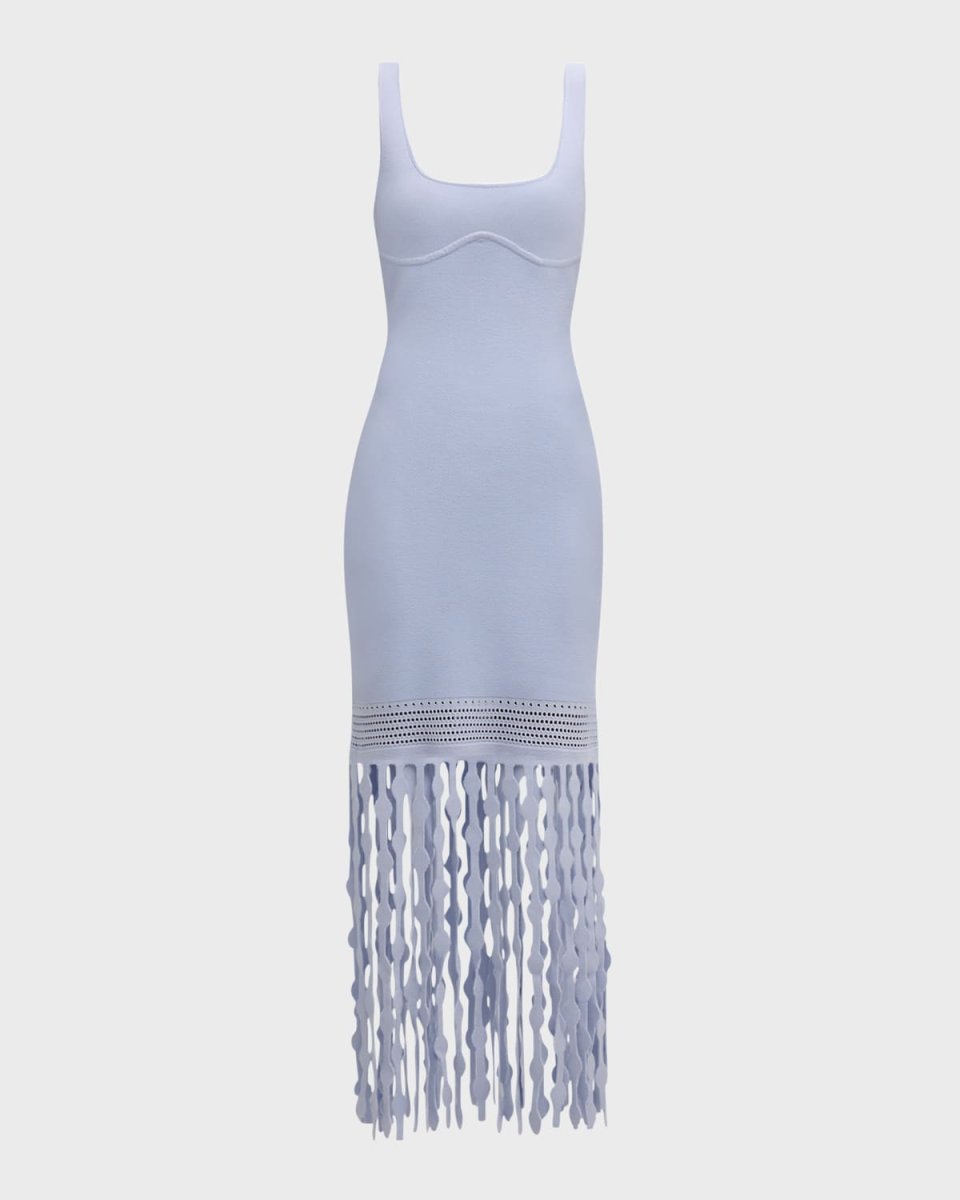Signa Lattice Fringe Midi Tank Dress