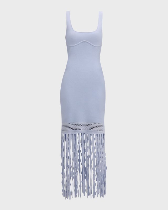 Signa Lattice Fringe Midi Tank Dress