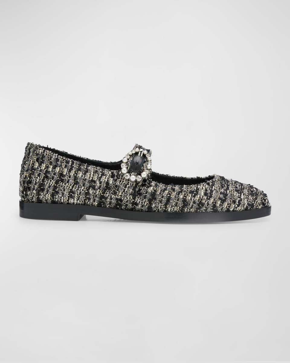 Loralei Tweed Crystal Mary Jane Flats