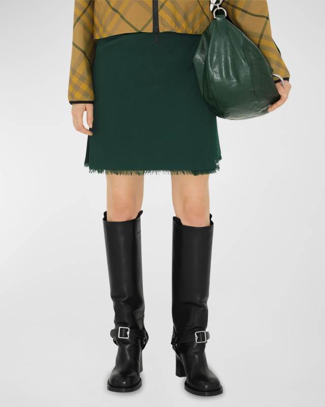 Pleated Fringe Wrap Mini Skirt