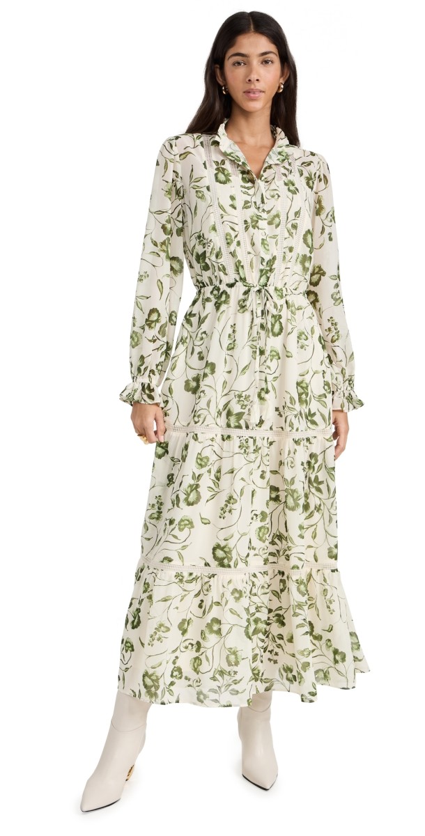 Lost + Wander Flower Power Dress Olive Ivory Floral