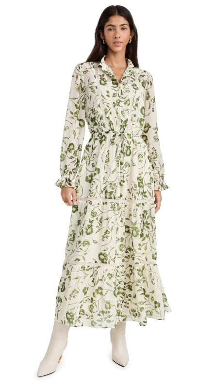 Lost + Wander Flower Power Dress Olive Ivory Floral