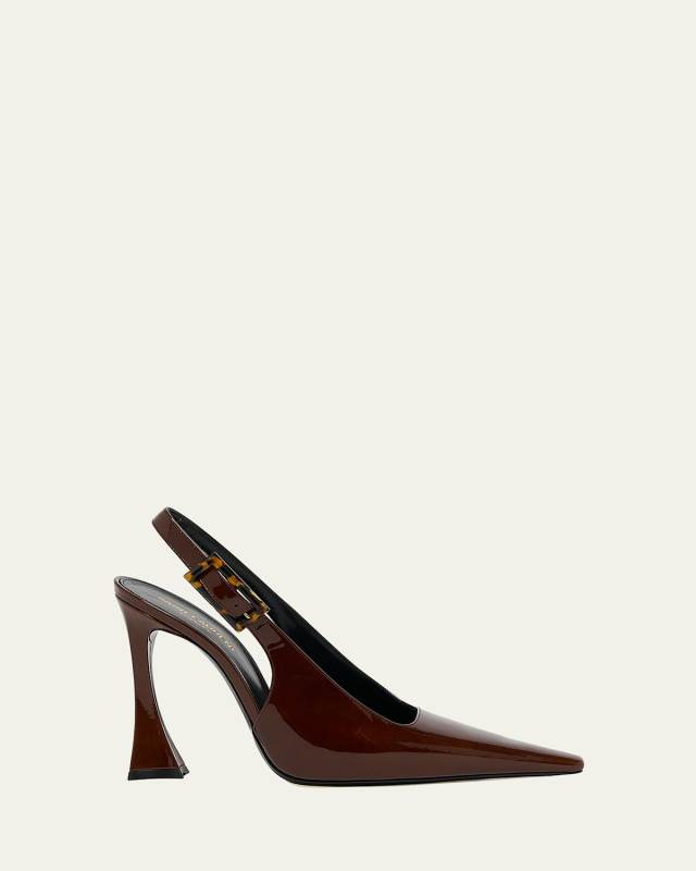 Stone Glossy Slingback Pumps