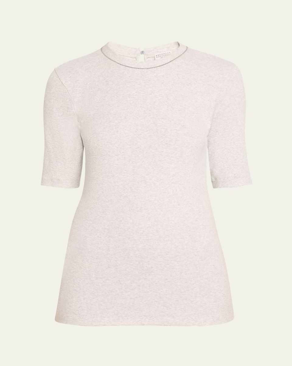 Monili Trim Rib Jersey T-Shirt