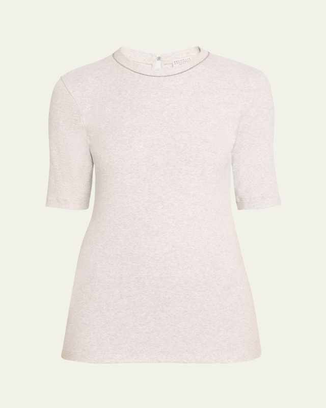 Monili Trim Rib Jersey T-Shirt