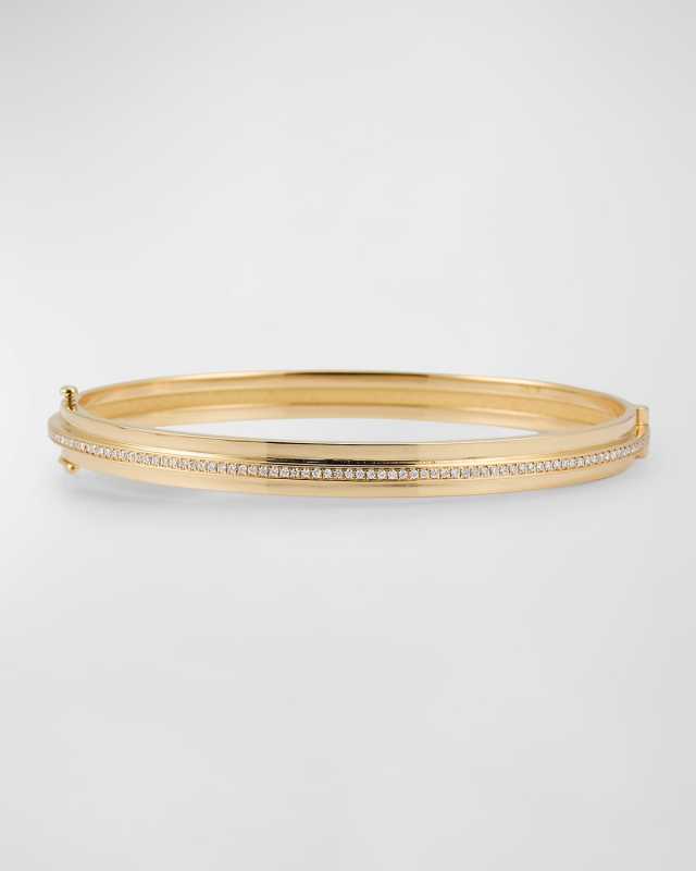 3-Tier Staircase Diamond Pave 18K Gold Bangle