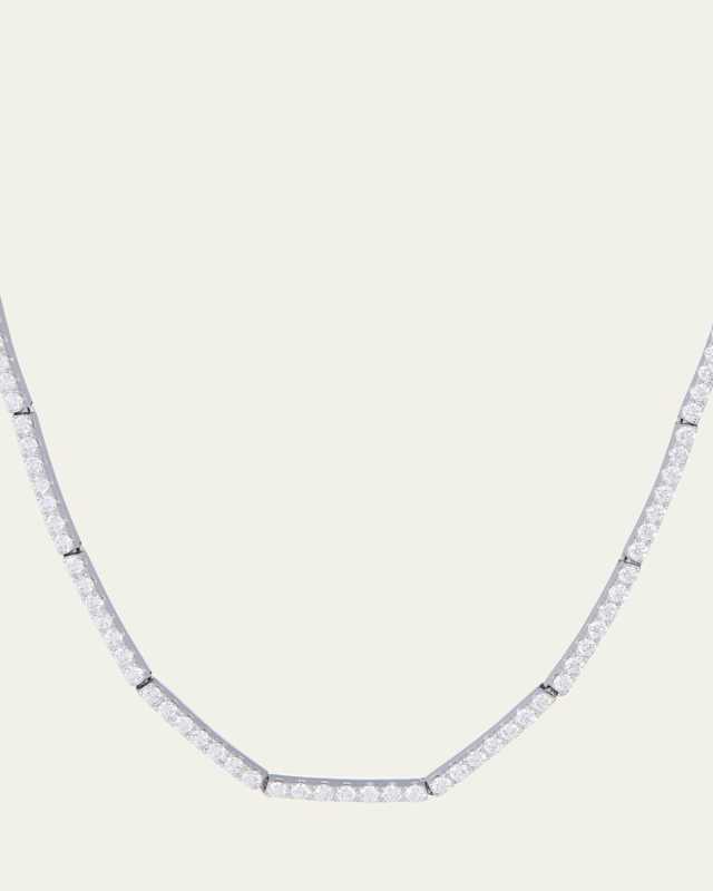 18K White Gold Thin Necklace with Diamonds