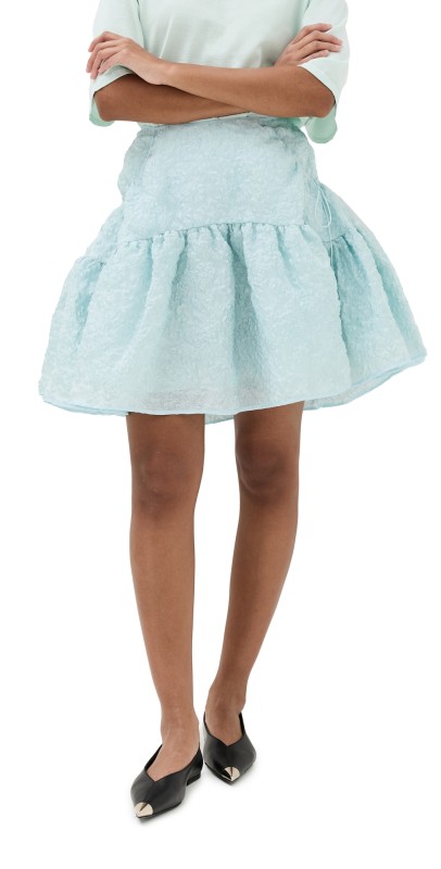 Cecilie Bahnsen Gilly Skirt Grasmere Matelasse Aqua Aqua