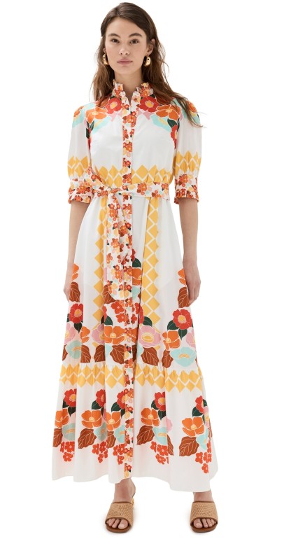 Borgo de Nor Marni Cotton Dress Astro Flowers White Placement