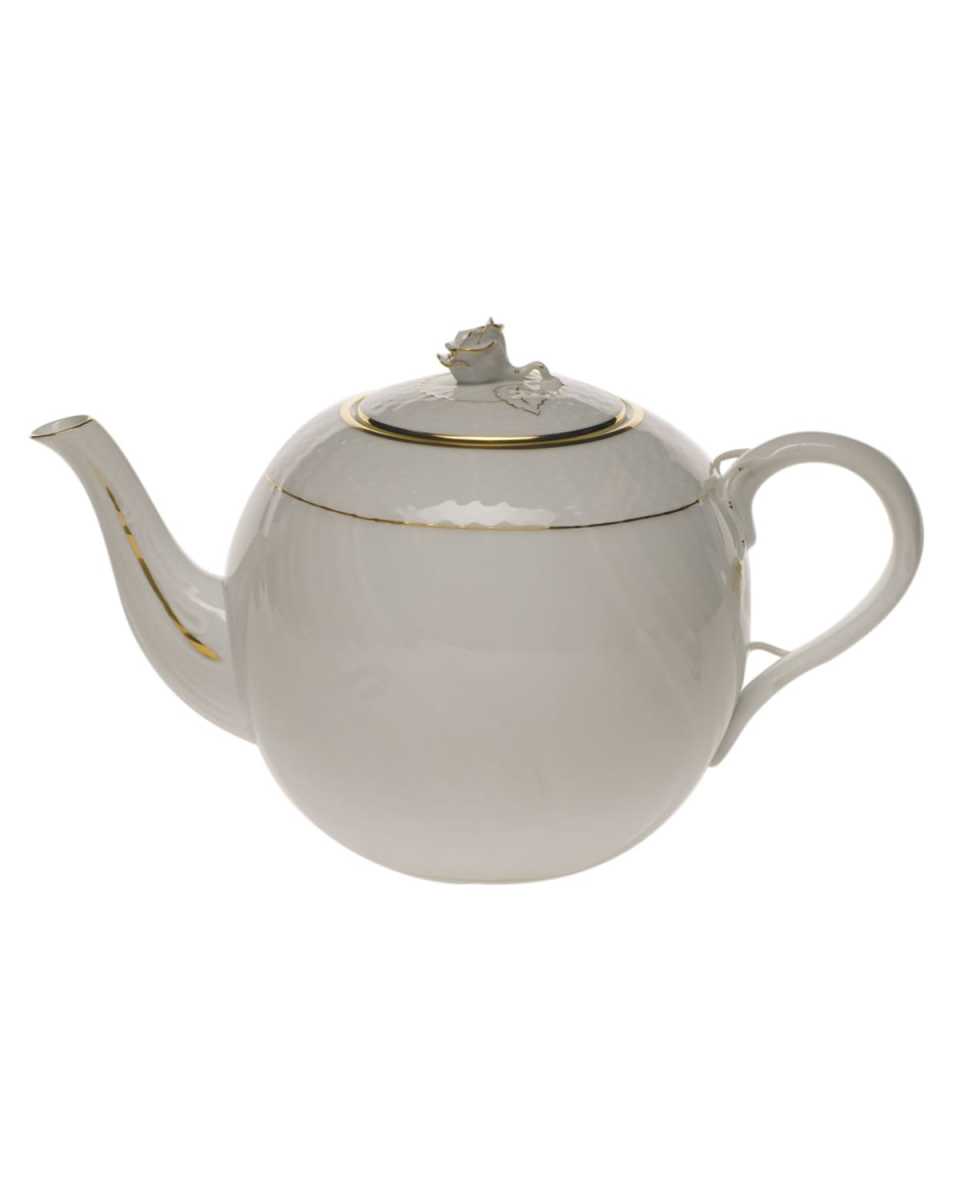 Golden Edge Teapot with Rose