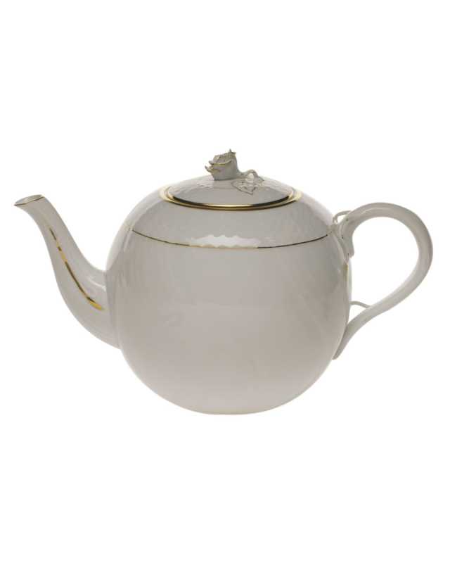 Golden Edge Teapot with Rose
