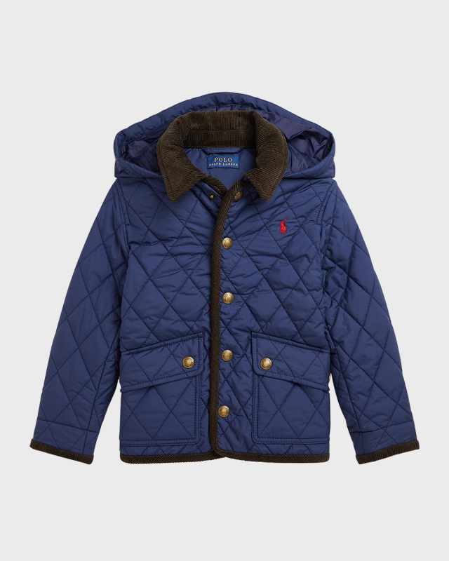 Boy's Matte Quilted Collared Jacket, Size S-X