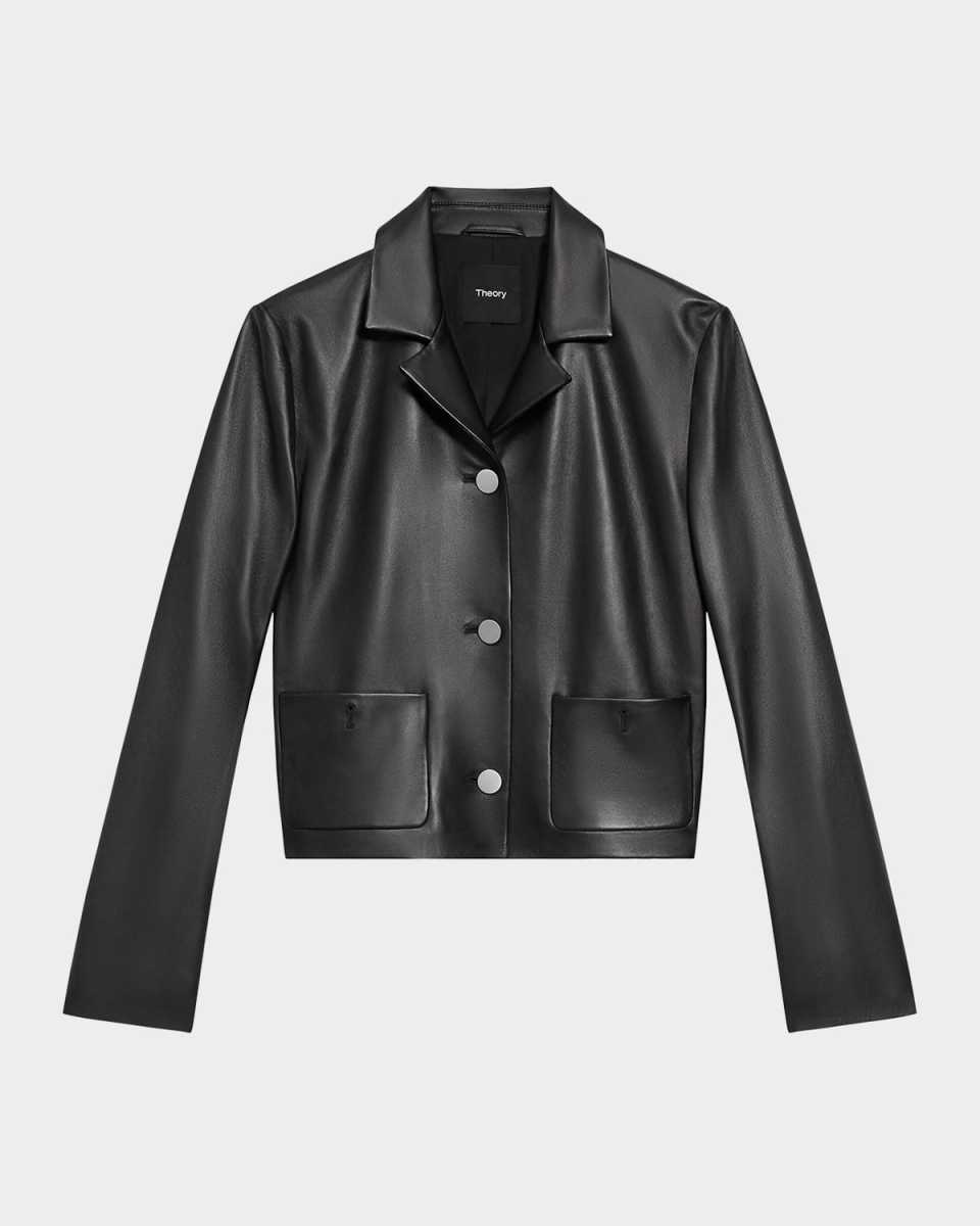 Cropped Boxy Nappa Leather Jacket