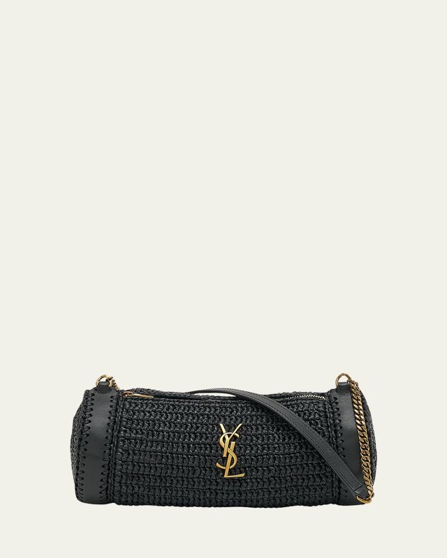Cassandre Small YSL Tube Shoulder Bag in Raffia