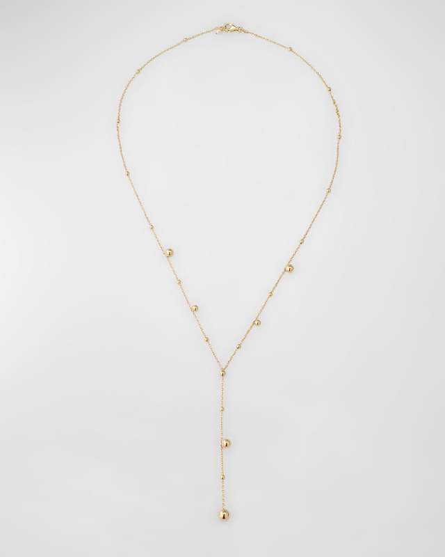 14K Yellow Gold Bubble Lariat Necklace