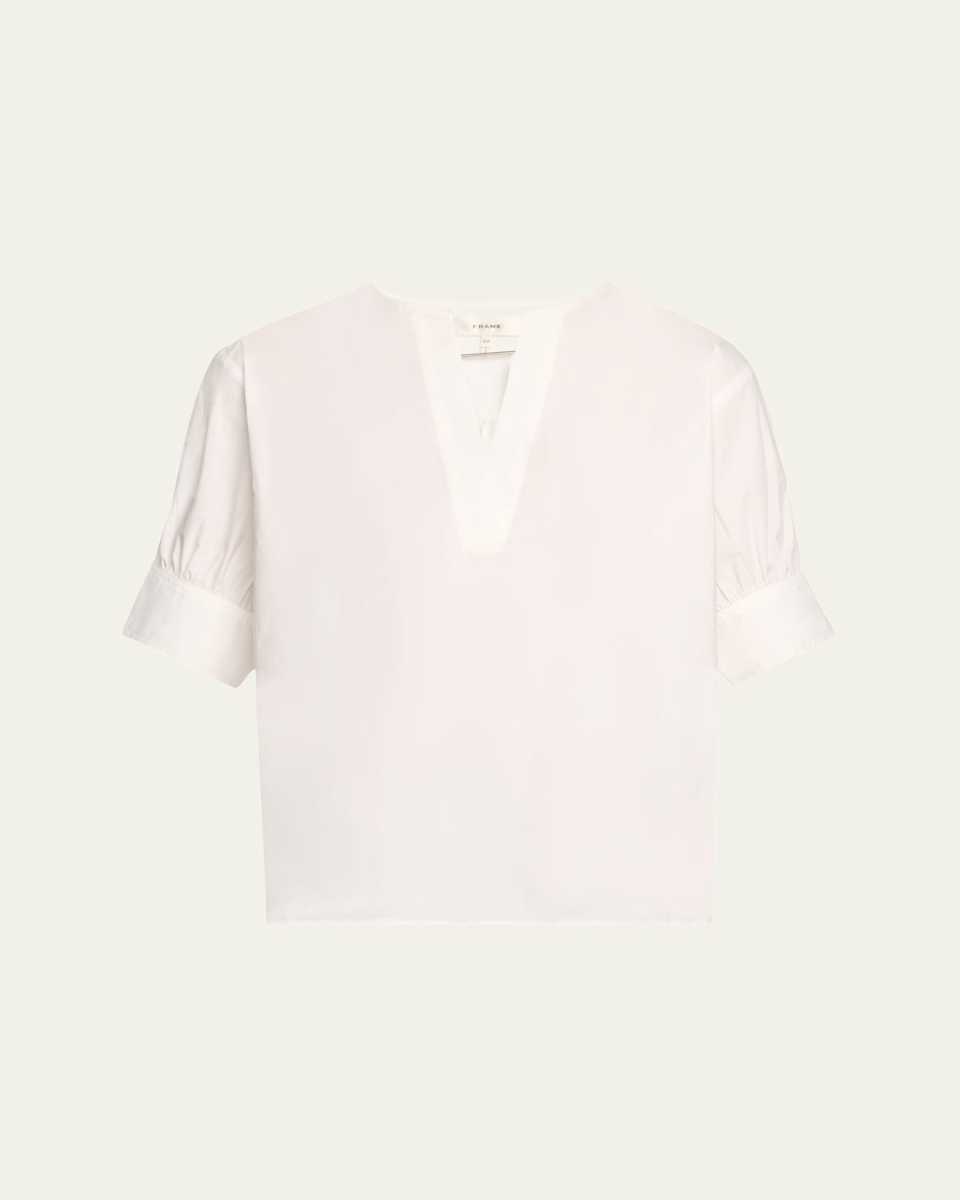 Cotton V-Neck Popover Top