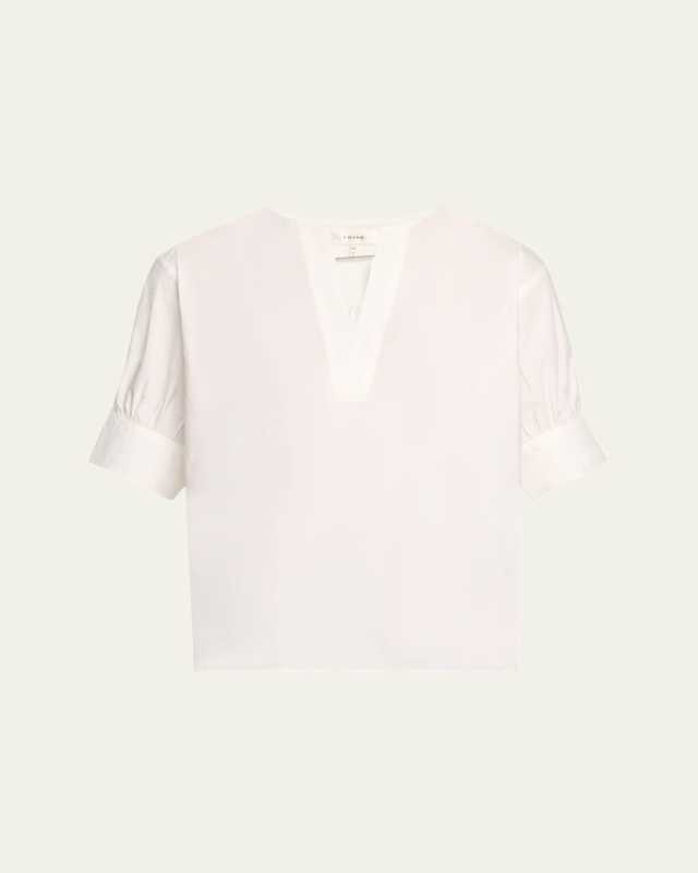 Cotton V-Neck Popover Top