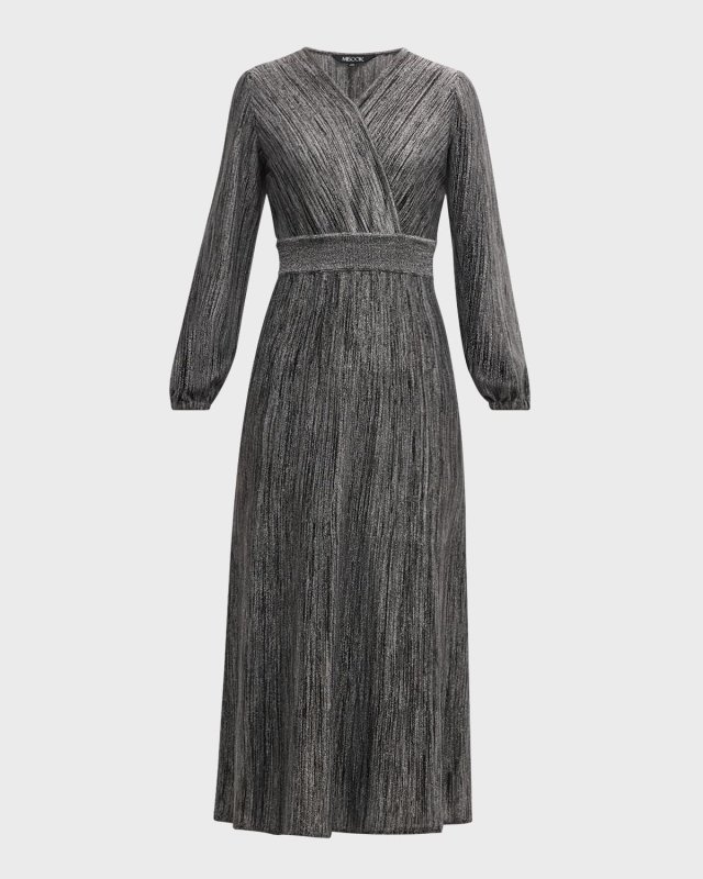 Bishop-Sleeve Jacquard Knit Maxi Dress - Heritage Fit