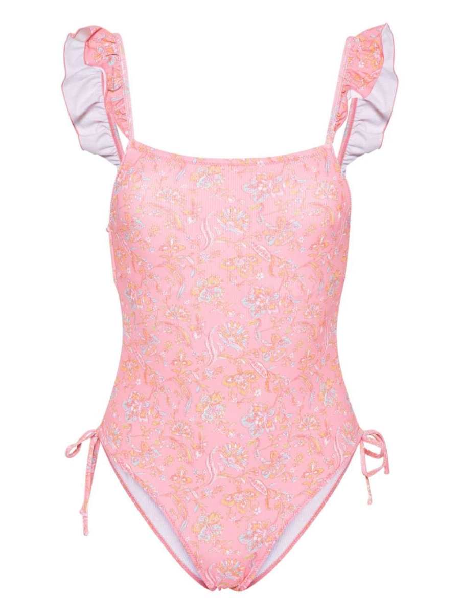 floral ruffled swimsuit