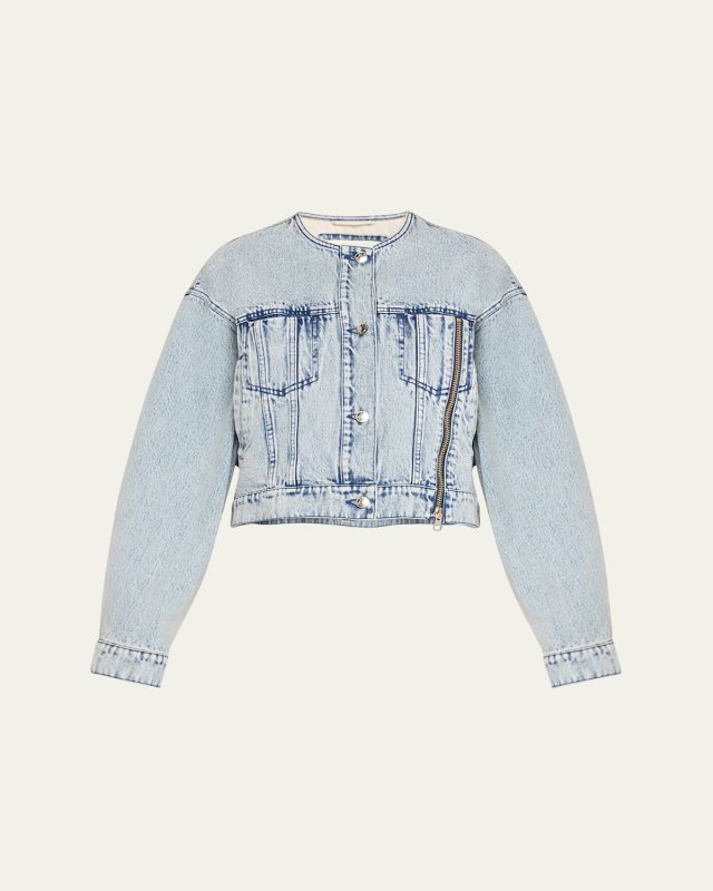 Collarless Denim Jacket