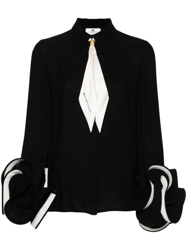 foulard-scarf ruffled shirt