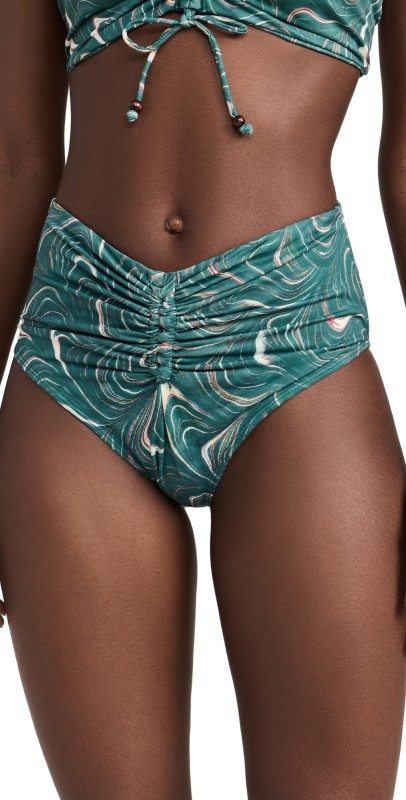 Sea Amara Marble Print Bikini Bottoms Green