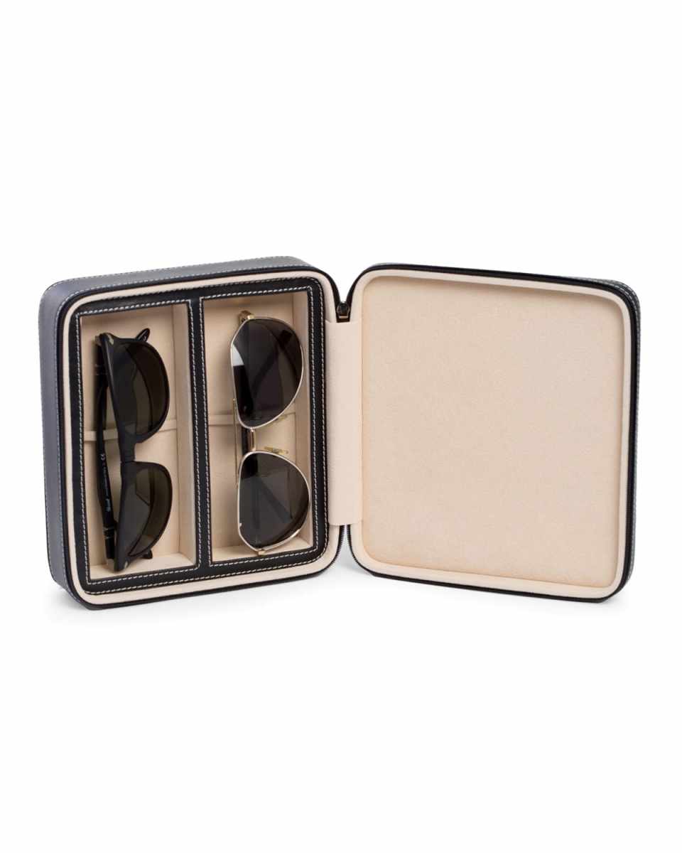 Men's 2-Watch/Sunglass Leather Travel Case