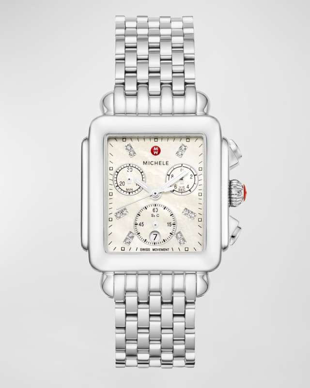 Deco 18mm Stainless Steel Diamond Detail Watch