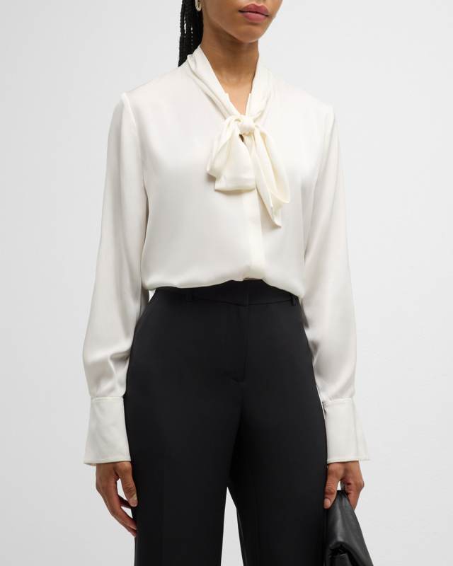 Leni Tie-Neck Button-Down Blouse
