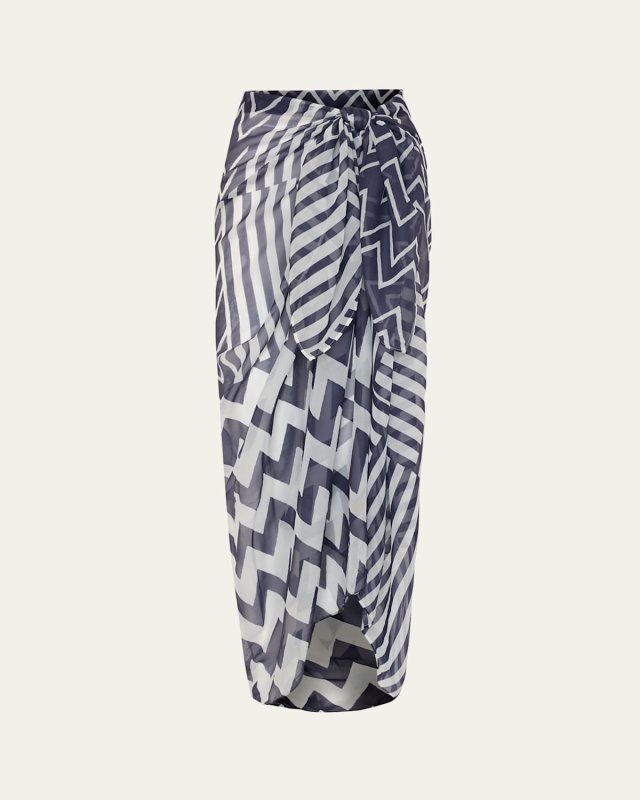 Patchwork Chevron Chiffon Sarong Coverup