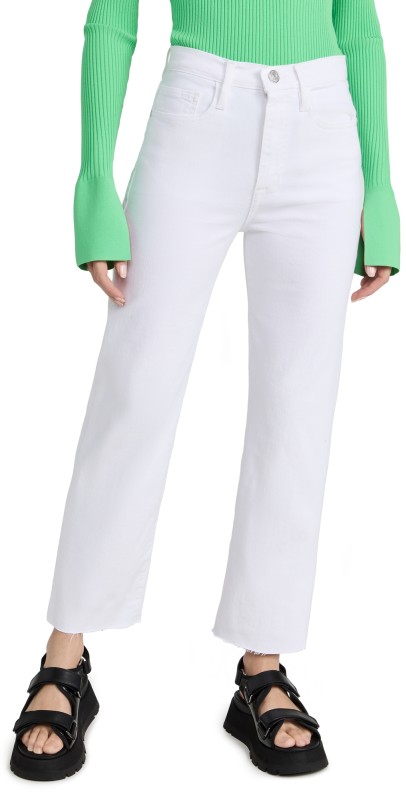 FRAME Le Jane Crop Raw After Jeans Blanc