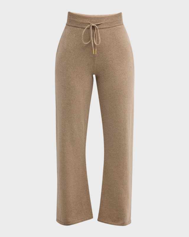 Lyric Cashmere-Wool Straight-Leg Drawstring Pants