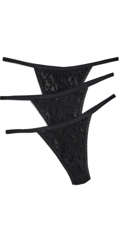 Hanky Panky Signature Lace High Rise G-String 3 Pack Black
