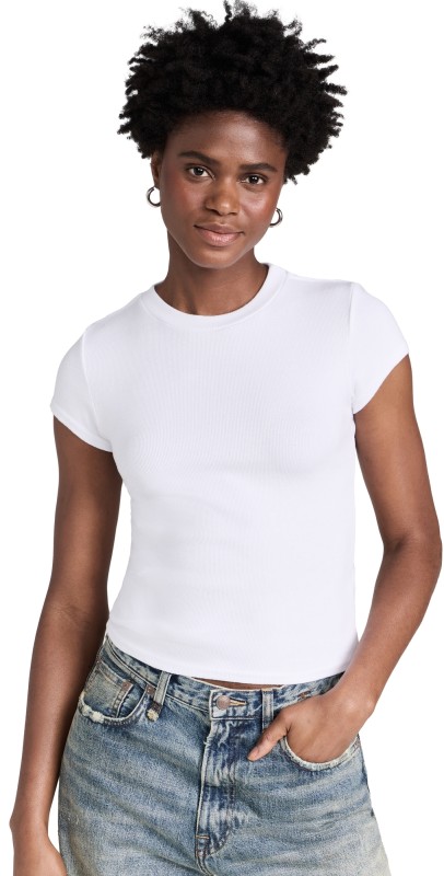 perfectwhitetee Jude Ribbed Baby Tee True Black