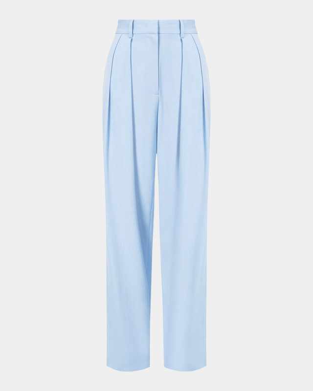 Luisa Satin Wide-Leg Pleated Pants