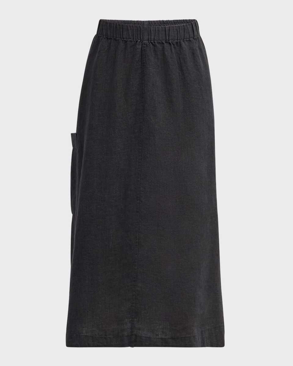 A-Line Organic Linen Midi Skirt