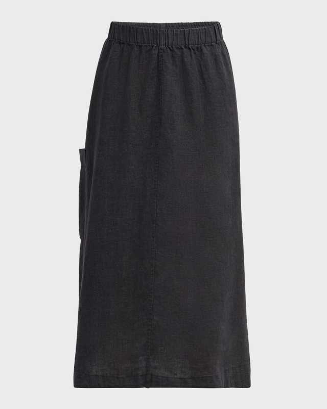A-Line Organic Linen Midi Skirt