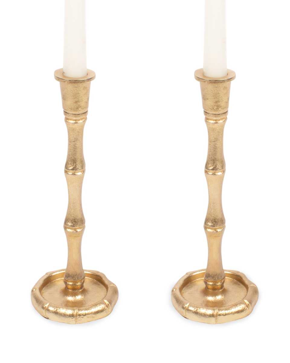 Gold Bamboo Candlestick Set