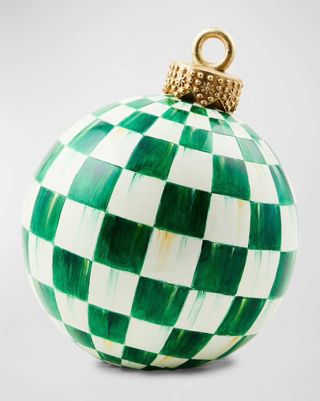 Dark Green Check Tabletop Christmas Ornament