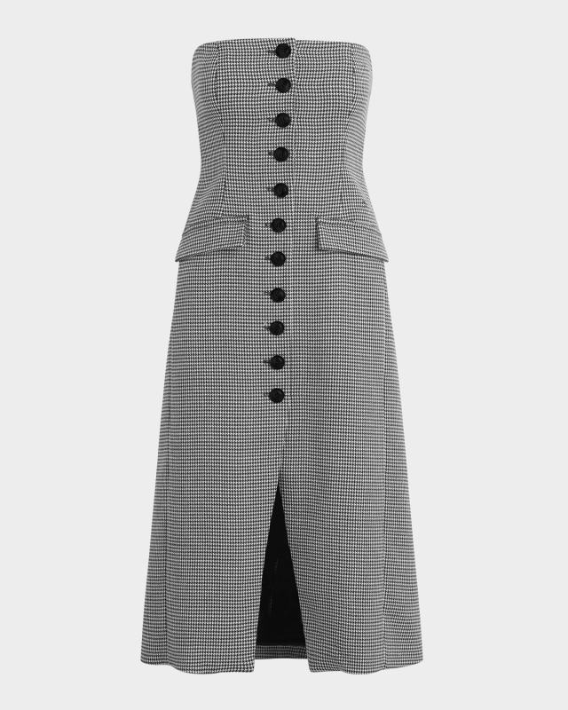 The Phoebe Houndstooth Strapless Dress