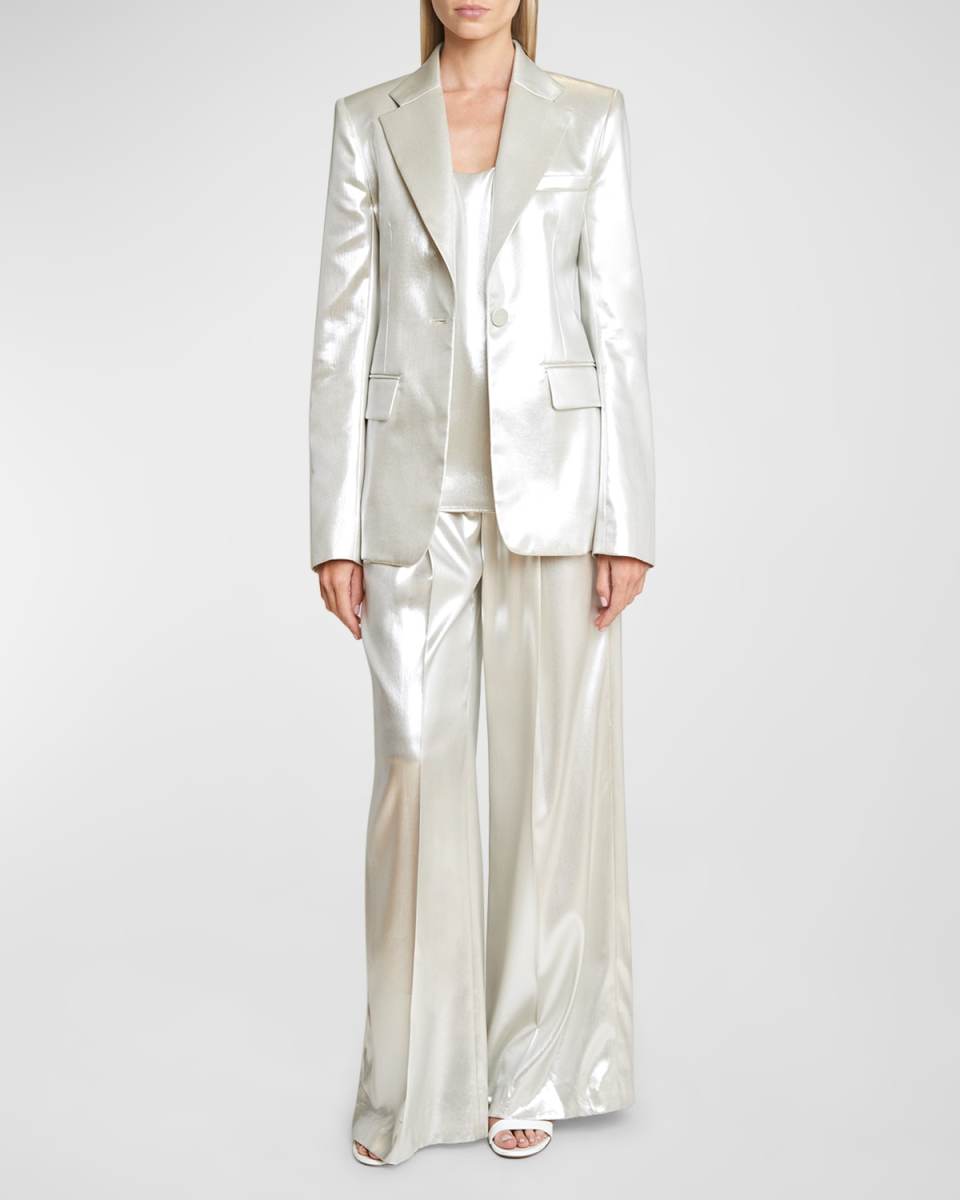 Organic Silk Satin Lame Tailored Jacket