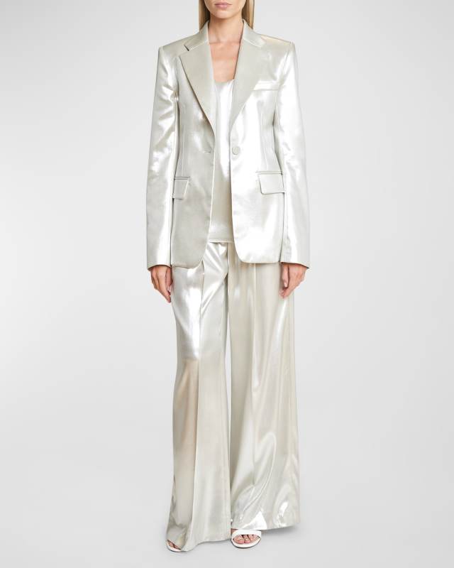 Organic Silk Satin Lame Tailored Jacket