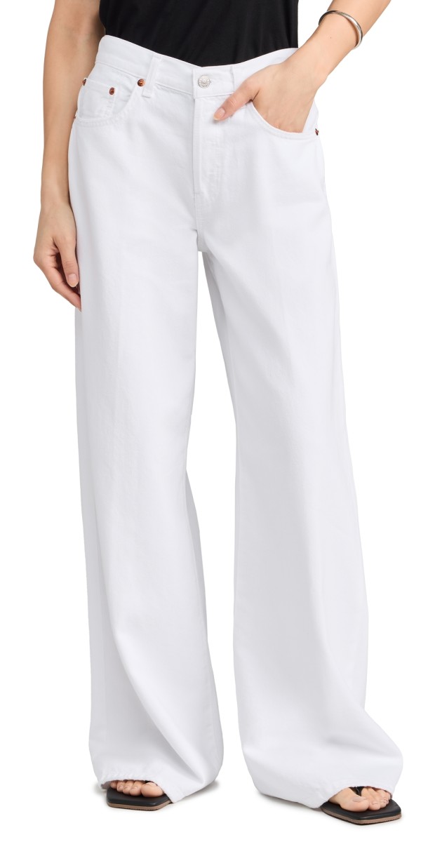 RE/DONE Mid Rise Palazzo Jeans White