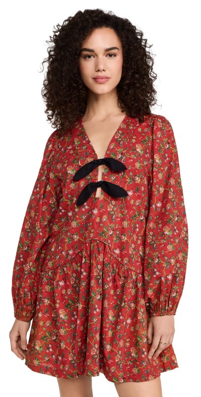 RHODE Annette Dress Red Morlaix Fleur Mini