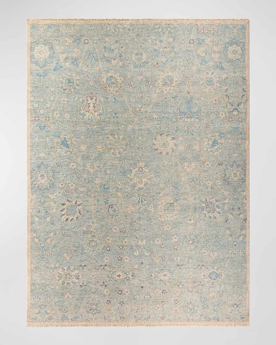 Cappadocia Blue Floral Hand-Knotted Rug, 4' x 6'